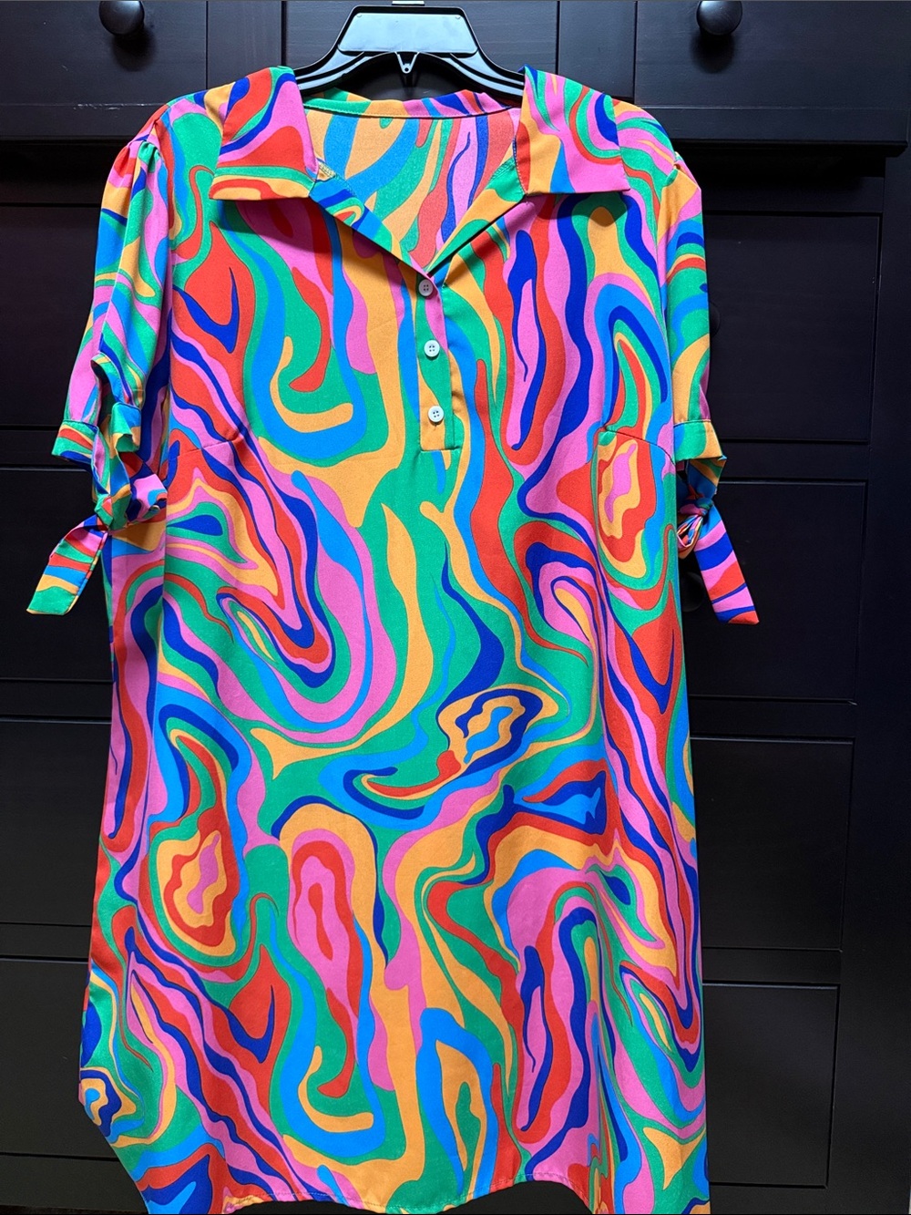 SHEIN Vibrant Multicolor Swirl Shirt Dress